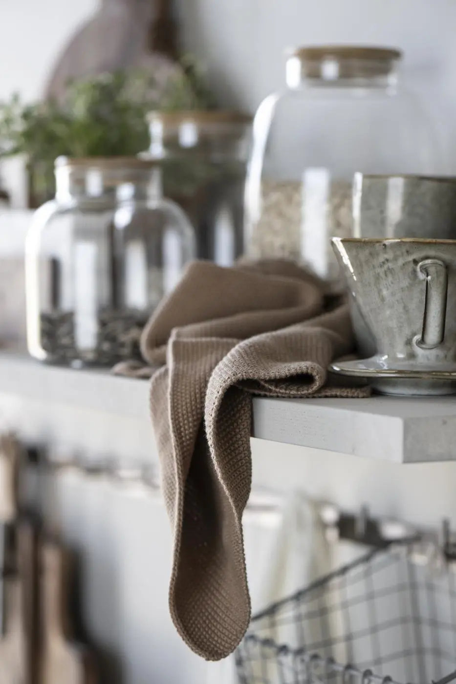 Håndklæde Mynte honning strikket