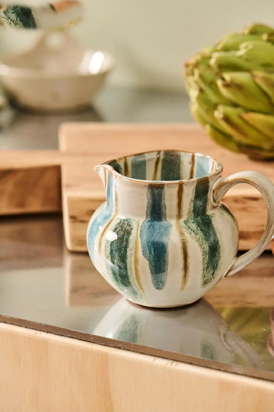 Kande m/hank Kalmar brede støvblå striber