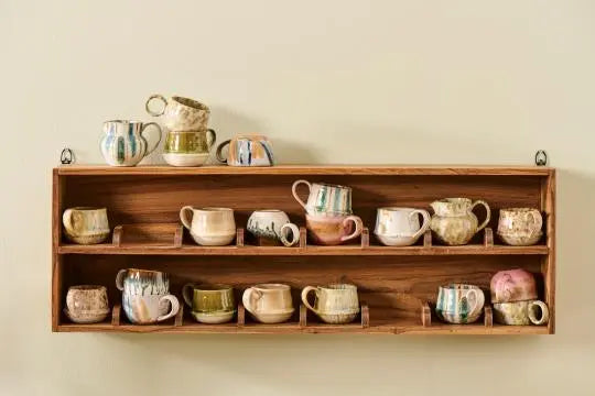 Krus m/hank Vallvik jordnære toner m/blå løbeglasur