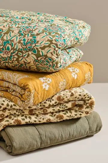 Quilt Celina mosgrønne blade