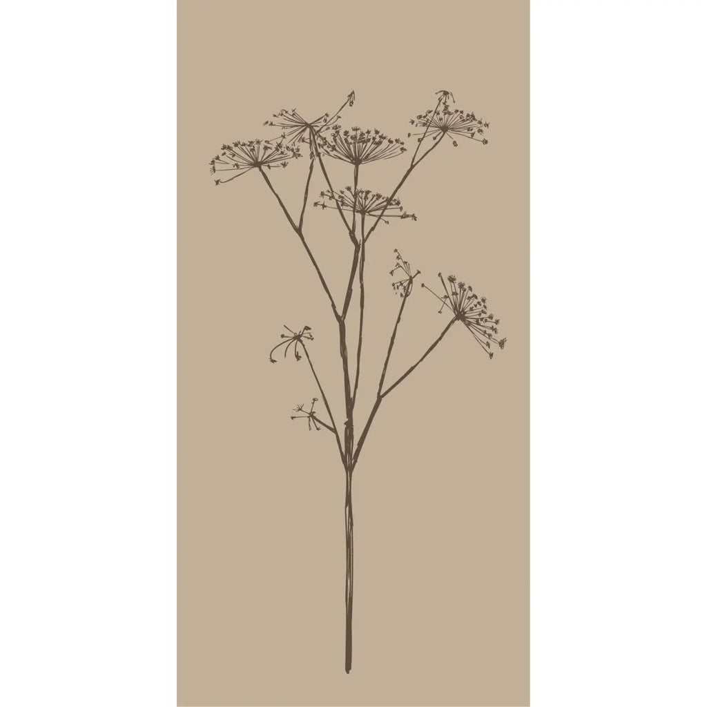 Serviet beige med brun skærmblomst